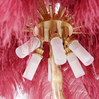 Selis Lampadaire en Laiton avec Plume d'Autruche