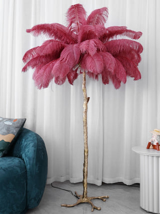 Selis Lampadaire en Laiton avec Plume d'Autruche