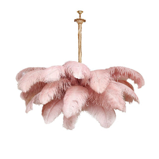 Lustra Lustre Plume d'Autruche Grand Pied en Laiton-Luire