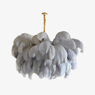 Lustra Lustre Plume d'Autruche Grand Pied en Laiton-Luire