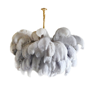 Lustra Lustre Plume d'Autruche Grand Pied en Laiton-Luire