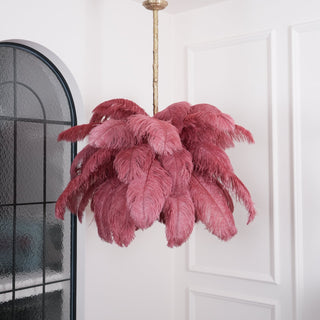 Lustra Lustre Plume d'Autruche Grand Pied en Laiton-Luire