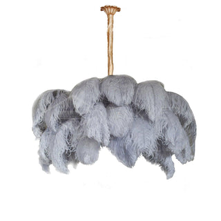 Lustra Lustre Plume d'Autruche Grand Pied en Laiton-Luire