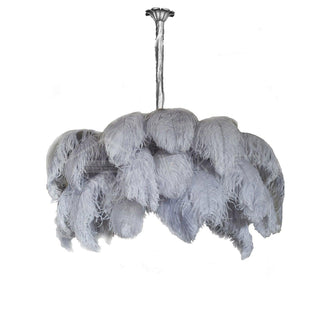 Lustra Lustre Plume d'Autruche Grand Pied en Laiton-Luire