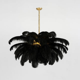 Lustra Lustre Plume d'Autruche Grand Pied en Laiton-Luire