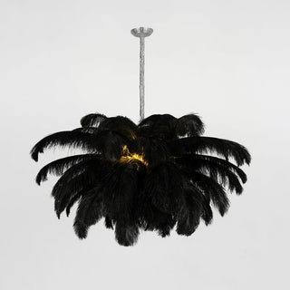 Lustra Lustre Plume d'Autruche Grand Pied en Laiton-Luire