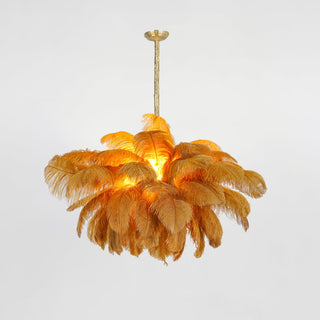 Lustra Lustre Plume d'Autruche Grand Pied en Laiton-Luire