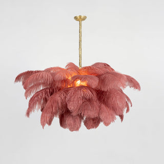 Lustra Lustre Plume d'Autruche Grand Pied en Laiton-Luire