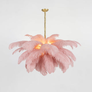 Lustra Lustre Plume d'Autruche Grand Pied en Laiton-Luire