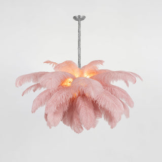 Lustra Lustre Plume d'Autruche Grand Pied en Laiton-Luire