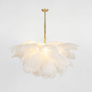 Lustra Lustre Plume d'Autruche Grand Pied en Laiton-Luire