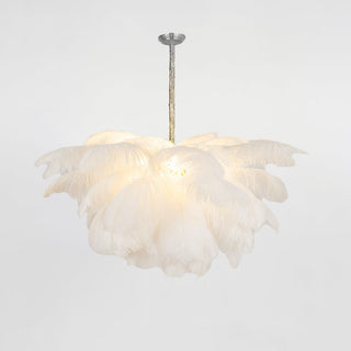 Lustra Lustre Plume d'Autruche Grand Pied en Laiton-Luire