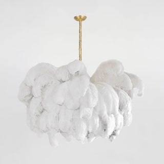 Lustra Lustre Plume d'Autruche Grand Pied en Laiton-Luire