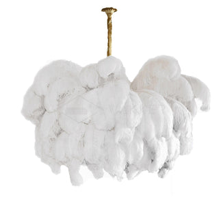 Lustra Lustre Plume d'Autruche Grand Pied en Laiton-Luire