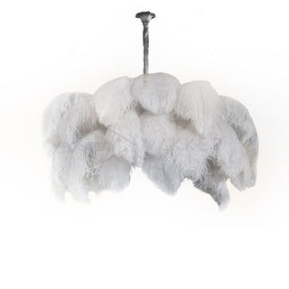 Lustra Lustre Plume d'Autruche Grand Pied en Laiton-Luire