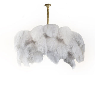 Lustra Lustre Plume d'Autruche Grand Pied en Laiton-Luire