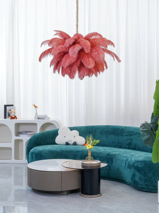 Lustra Lustre Plume d'Autruche Grand Pied en Laiton-Luire