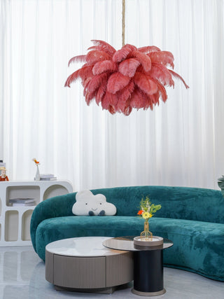 Lustra Lustre Plume d'Autruche Grand Pied en Laiton-Luire