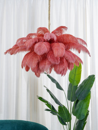 Lustra Lustre Plume d'Autruche Grand Pied en Laiton-Luire