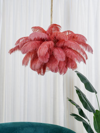 Lustra Lustre Plume d'Autruche Grand Pied en Laiton-Luire