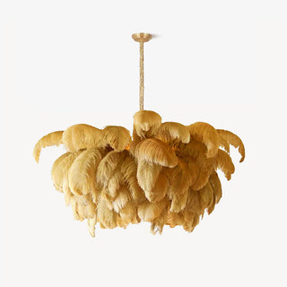 Lustra Lustre Plume d'Autruche Grand Pied en Laiton-Luire