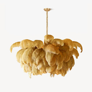Lustra Lustre Plume d'Autruche Grand Pied en Laiton-Luire