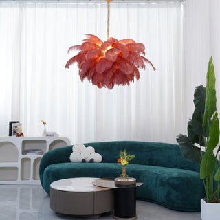 Lustra Lustre Plume d'Autruche Grand Pied en Laiton-Luire