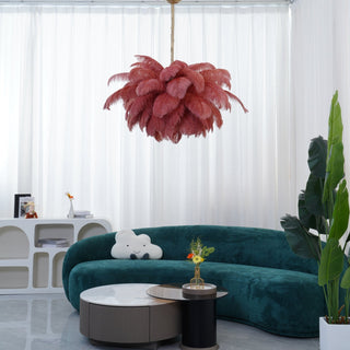 Lustra Lustre Plume d'Autruche Grand Pied en Laiton-Luire