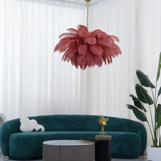 Lustra Lustre Plume d'Autruche Grand Pied en Laiton-Luire