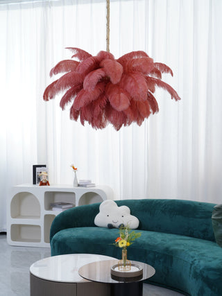 Lustra Lustre Plume d'Autruche Grand Pied en Laiton-Luire