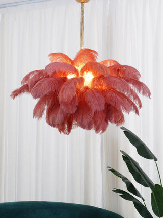 Lustra Lustre Plume d'Autruche Grand Pied en Laiton-Luire