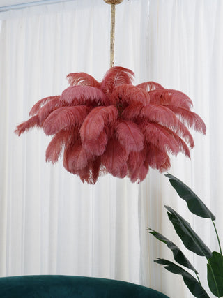Lustra Lustre Plume d'Autruche Grand Pied en Laiton-Luire