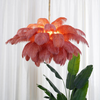Lustra Lustre Plume d'Autruche Grand Pied en Laiton-Luire