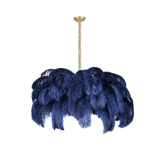 Lustra Lustre Plume d'Autruche Grand Pied en Laiton-Luire