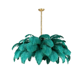Lustra Lustre Plume d'Autruche Grand Pied en Laiton-Luire