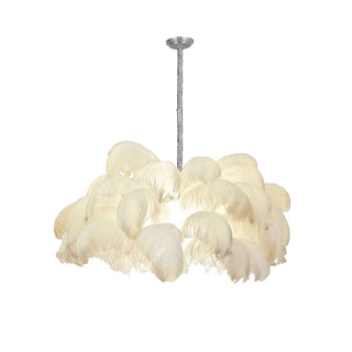 Lustra Lustre Plume d'Autruche Grand Pied en Laiton-Luire
