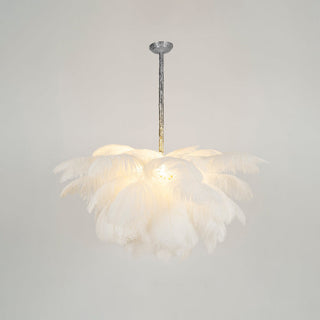 Lustra Lustre Plume d'Autruche Grand Pied en Laiton-Luire