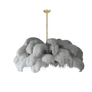 Lustra Lustre Plume d'Autruche Grand Pied en Laiton-Luire