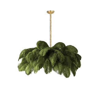 Lustra Lustre Plume d'Autruche Grand Pied en Laiton-Luire