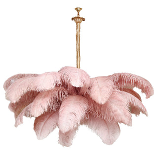Lustra Lustre Plume d'Autruche Grand Pied en Laiton-Luire