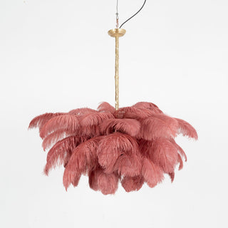 Lustra Lustre Plume d'Autruche Grand Pied en Laiton-Luire
