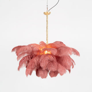 Lustra Lustre Plume d'Autruche Grand Pied en Laiton-Luire