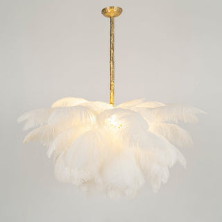 Lustra Lustre Plume d'Autruche Grand Pied en Laiton-Luire