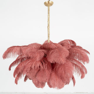 Lustra Lustre Plume d'Autruche Grand Pied en Laiton-Luire
