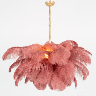 Lustra Lustre Plume d'Autruche Grand Pied en Laiton-Luire