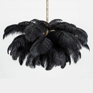 Lustra Lustre Plume d'Autruche Grand Pied en Laiton-Luire