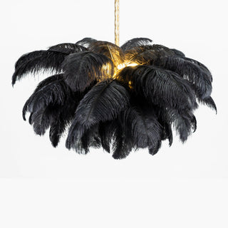 Lustra Lustre Plume d'Autruche Grand Pied en Laiton-Luire