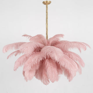 Lustra Lustre Plume d'Autruche Grand Pied en Laiton-Luire
