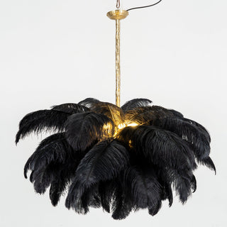 Lustra Lustre Plume d'Autruche Grand Pied en Laiton-Luire