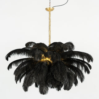 Lustra Lustre Plume d'Autruche Grand Pied en Laiton-Luire